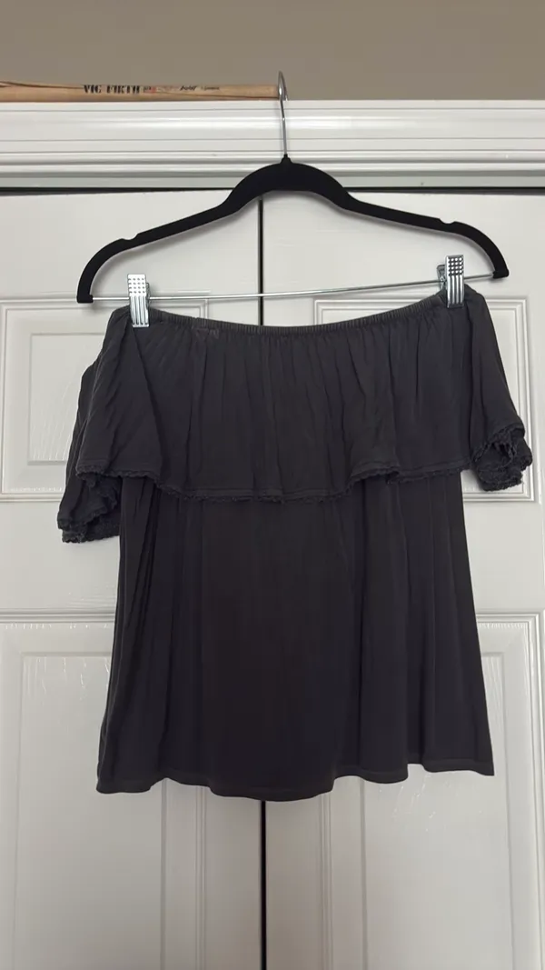 American Eagle Off-The-Shoulder Top Dark Grey  - Image 2