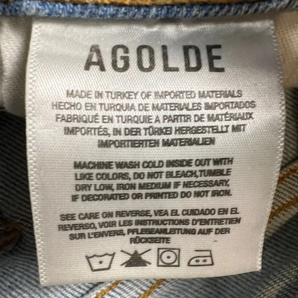 Agolde Nico High Rise Slim Jeans Button Fly Light Distressing Med Wash Size 25 - Image 10