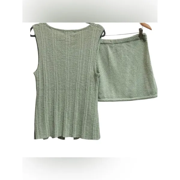 FREE PEOPLE Beach Rhea Sweater Set - Summer Sage Green Mini Skirt‎ M Sold Out - Image 5