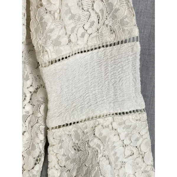 Lumie Cream Lace Bell Sleeve Cropped Blouse Top Boho Cottagecore‎ Feminine S - Image 7