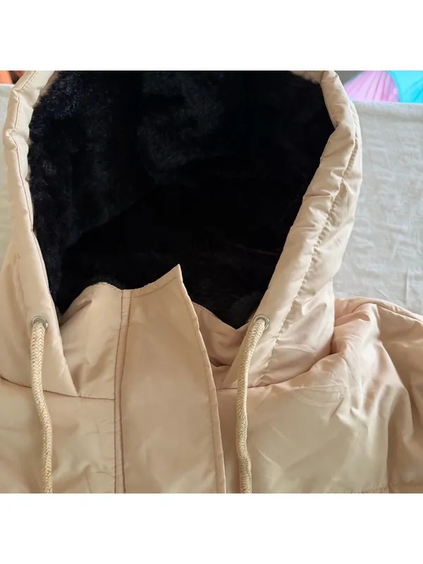 Women's DAMAGE Faux Fur Lined Hooded Zip Coat Size Large #260251 - Image 4