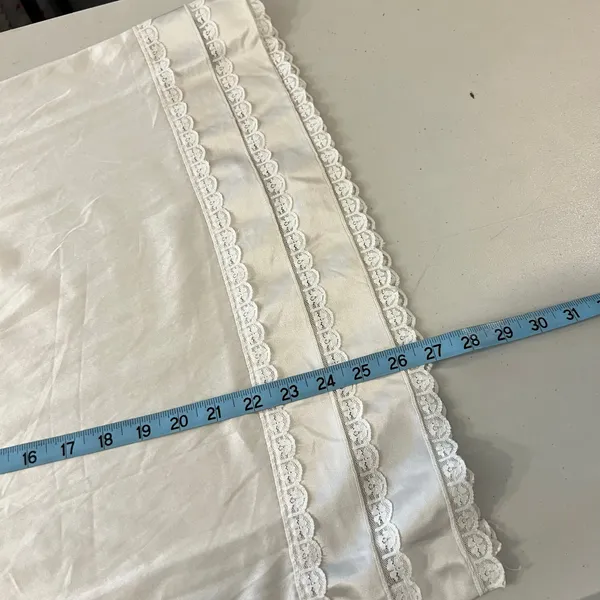 Sears USA Vintage 90s Silky Elastic Waist Lace Trim Skirt Dress Slip Size Small - Image 10