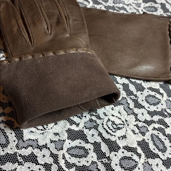 Vintage Brown Leather Gloves Size 6 - Image 5