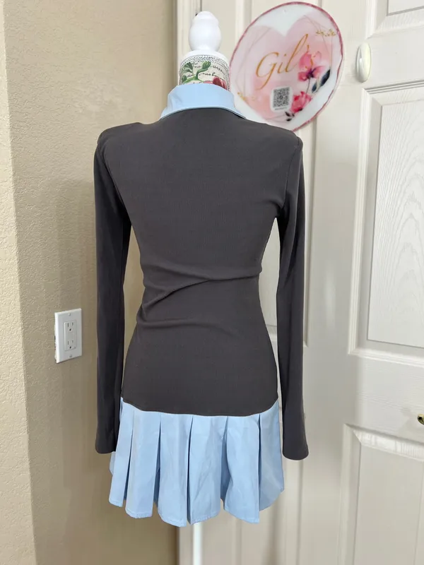 Chin Studio gray and blue y2k mini dress size M - Image 4