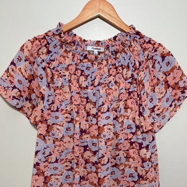 Madewell Smocked Mock Neck Top in Floral Breeze - Image 2