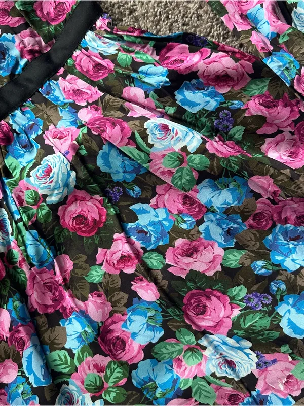 For Love & Lemons Long-Sleeve Floral Mini Dress - Pink, Blue & Green Roses - Image 3