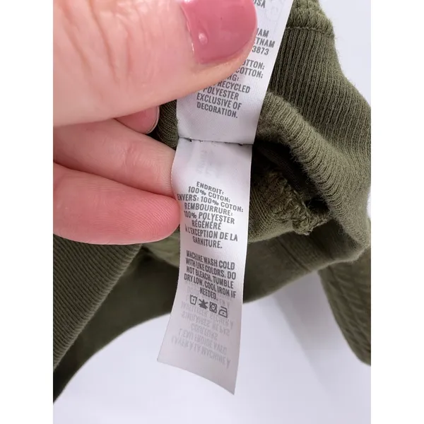 OFFLINE by Aerie Quilted Crewneck Sweatshirt Women XS Olive Green Thumbhole Cozy - Image 8