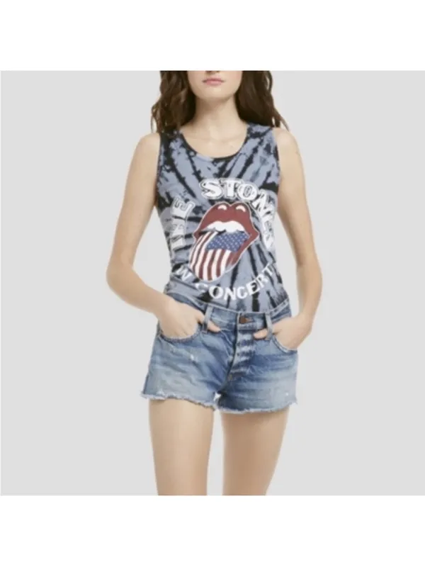 Alice + Olivia Jeans x The Rolling Stones Tank Top Grey Black Tie Dye – Xs/S - Image 2