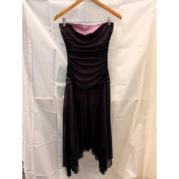 Trixxi Vintage Y2K Asymmetrical Beaded Midi Slip Dress Goth Dark Romantic Medium - Image 2