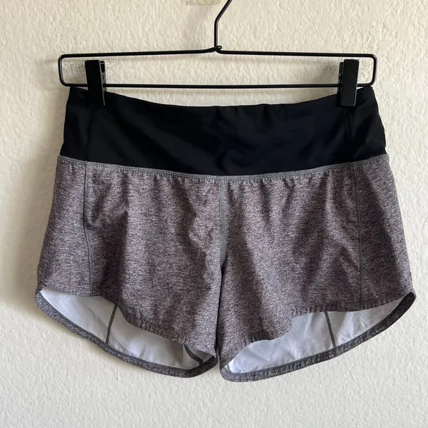 LULULEMON Run Times Short II 4" Heather Lux Black Grey Shorts Womens 4 - Image 3