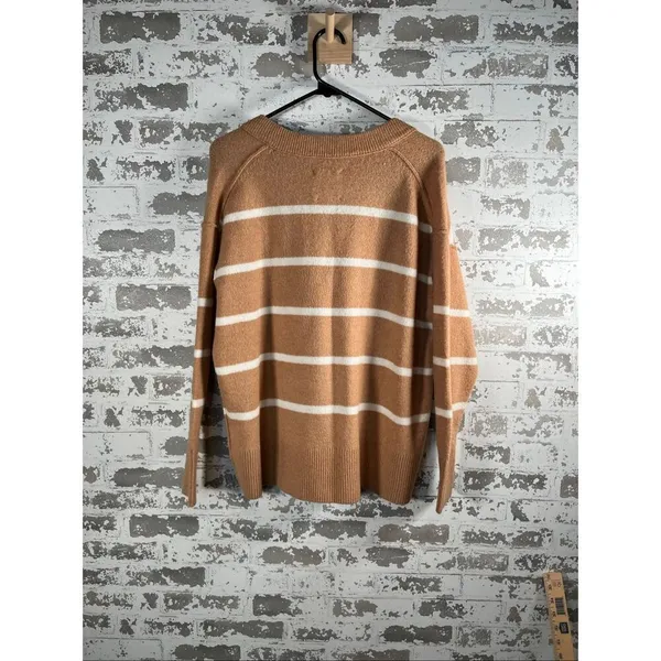 Aerie | women tan cream striped vneck sweater - Image 7
