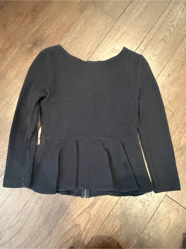 Ganni Women’s Black Peplum Zip-Front Top Size Small - C16-051 - Image 5