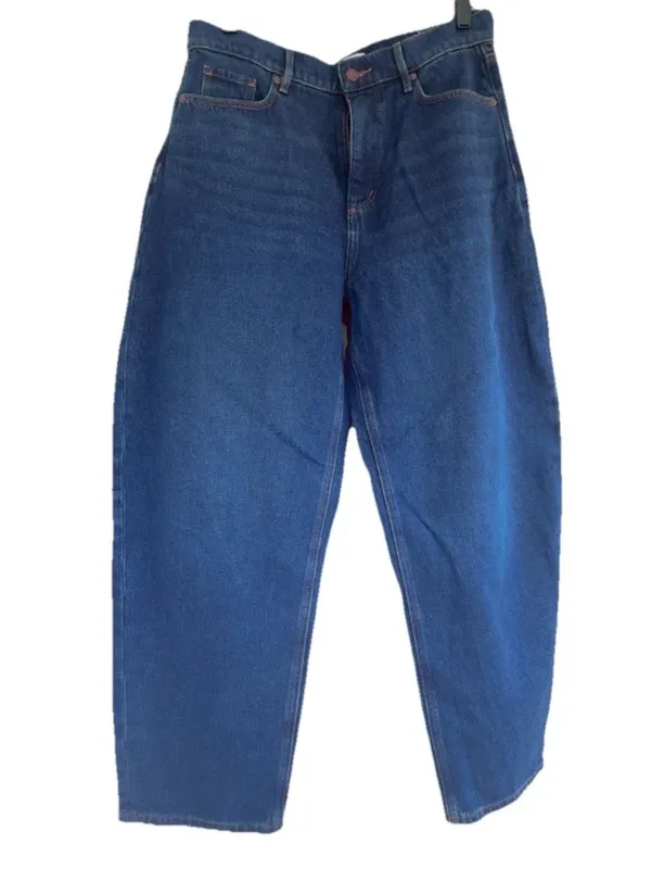 LOFT The Barrel Jeans Size 8/29 Dark Wash High Rise Barrel Leg Horseshoe Denim - Image 2