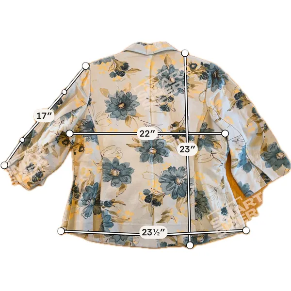 Emma‎ James Blazer Jacket Womens Petite 14 Floral Beige 3/4 Sleeve Lined - Image 4