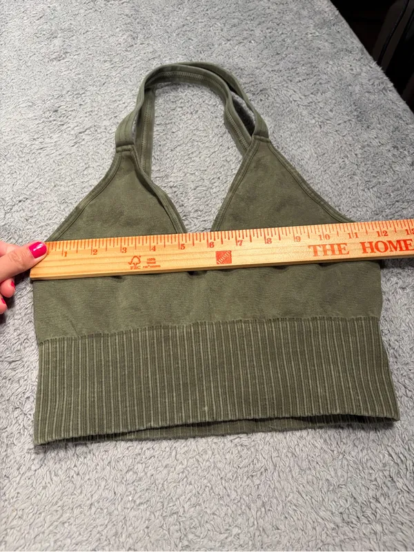 Free people movement FP Olive Green Ribbed V-Neck Sports Bra Top XS/s - Image 4