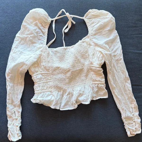 Free People NWT White Long Sleeve Peasant Blouse - Image 3