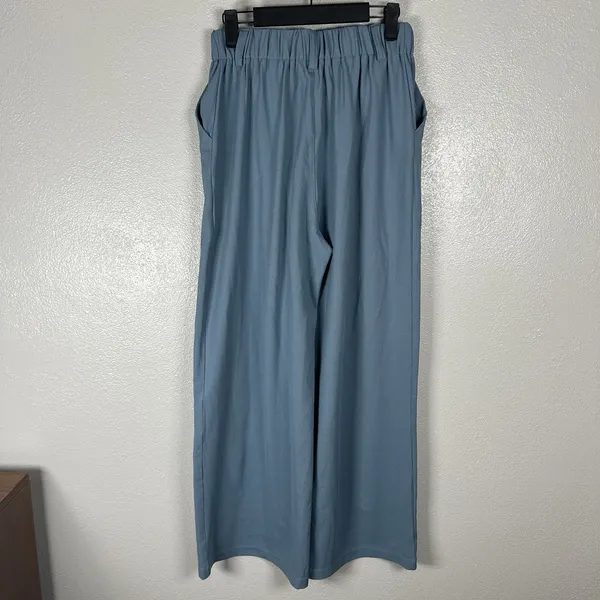 NEW Halara Flex High Waisted Pocket Wide Leg Waffle Work Trousers Pants XS Blue - Image 3