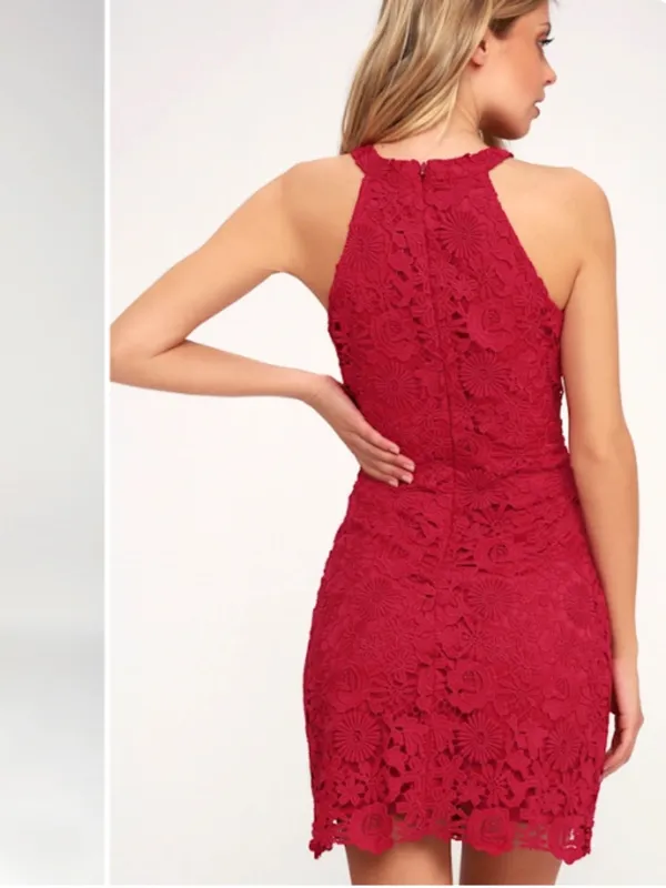 LULU's Prom Sexy Flowers Floral Chic Wedding Formal Event Embroidered Mini Dress - Image 4