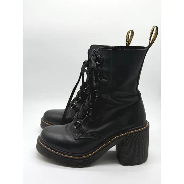 Dr. Martens Kendra Boot Women 8 Black Leather Lace Up Platform Block Heel Combat - Image 2