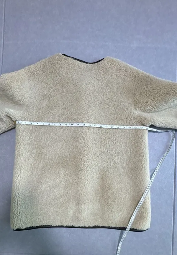 Dunst Collarless Buckled Shearling Jacket Size M - Image 6