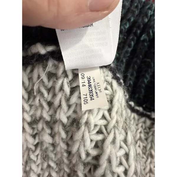 American Eagle Striped Infinity‎ Scarf Chunky Ribbed Knit Burgundy Grey Pink OS - Image 6