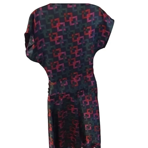 Anthropologie Trovato 100% silk Jewel Tone mini Party dress Spring Summer flirty - Image 4