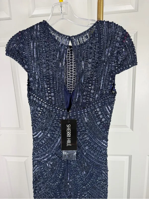 Sherri Hill 51426 Size 4 NWT Navy Beaded Mermaid Evening Gown Formal Prom Dress - Image 13