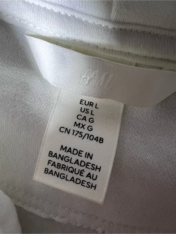 H&M White Full Zip Hooded Sweatshirt Large - Image 6