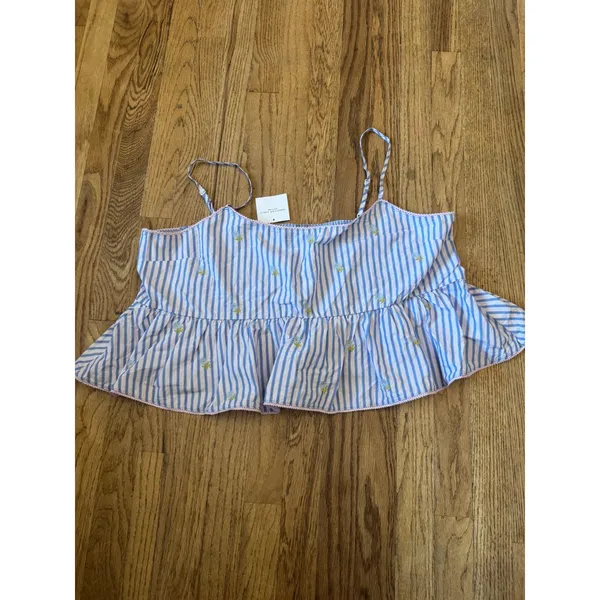 American Eagle Summer I Turned Pretty Striped Floral Peplum Cami Top XXL NWT - Image 3