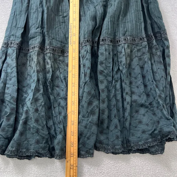St. John's Bay Vintage Tiered‎ Eyelet Midi Skirt Women's PS Petite Washed Black - Image 8