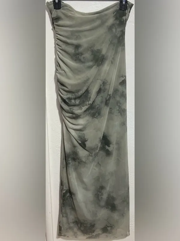 #24 Zara Strapless Cut Out Tulle Midi Dress Size L - Image 9