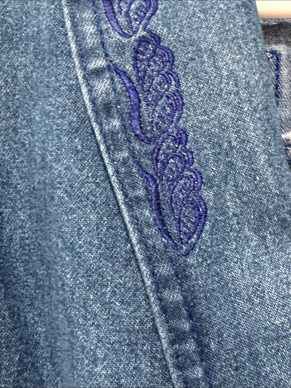 Denim Vest with Embroidered Shawl Collar vintage - Image 4