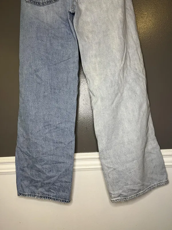 American Eagle Outfitters Skater Jeans Womens 4 Two Tone Wide Leg Distressed - Image 7