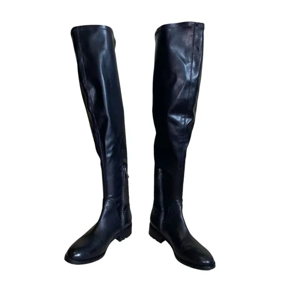 Sam Edelman Womens Remi Over The Knee Black Leather Lug Sole Grunge Boots Size 8 - Image 3