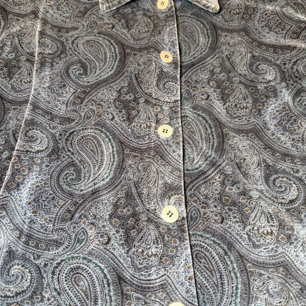 Elizabeth by Liz Claiborne Womens Size 2 Paisley Velour Button Front Tunic Top - Image 11