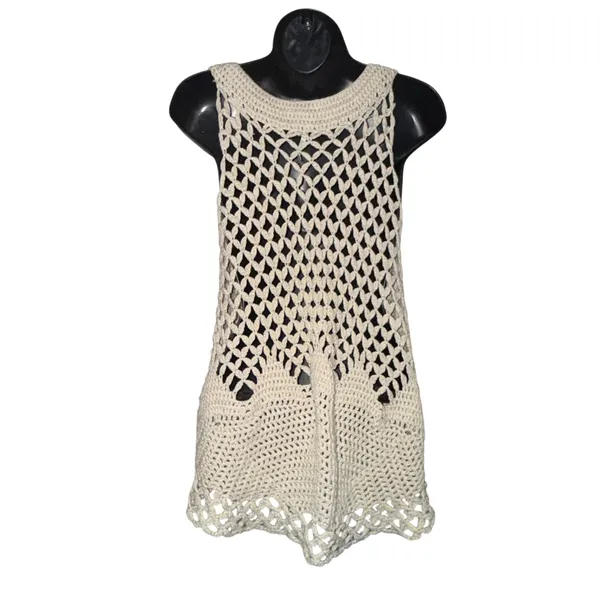 Free People open crochet knit boho buttoned vest - Image 7