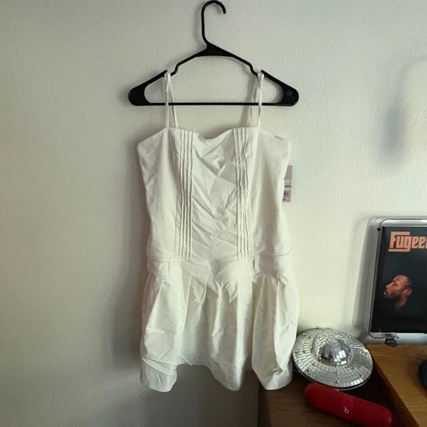 Wild Fable White‎ Pintuck Drop Waist Mini Dress Sleeveless Size L NEW - Image 3