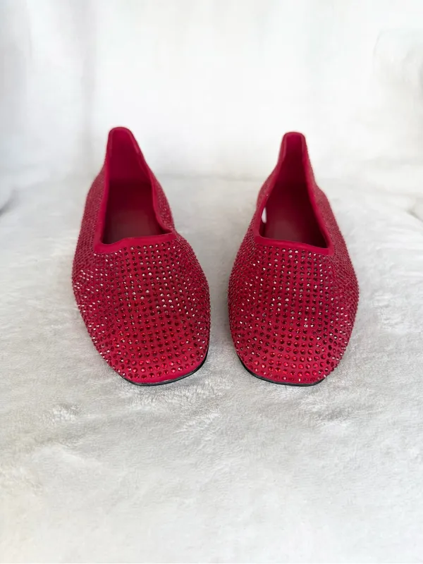 H&M Women's Red Crystal Embellished Ballet Flats 6 NWOT - Image 3