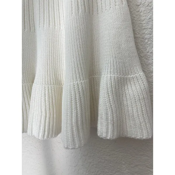 NWT Free People Fall Preppy Heritage Cream Sweater Knit Rib Flare Ruffle Skirt - Image 2