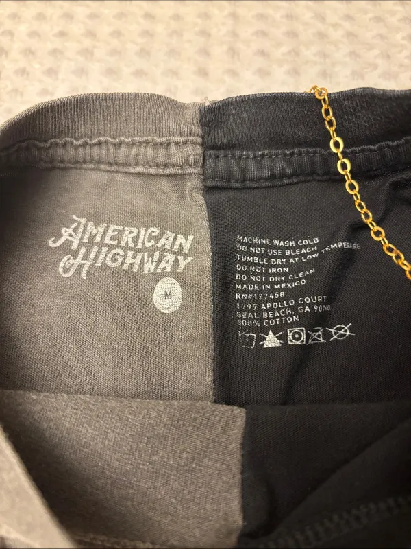 American Highway Distressed Country Graphic Short Sleeve Tee Charcoal Black Festival Concert M - Image 2