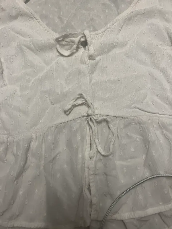 Hollister White  Ruffle Longsleeve Top - Image 3