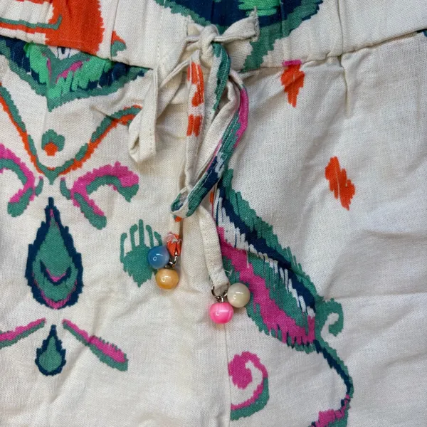 Zara Linen Print Shorts Boho Pom Pom‎ Drawstring Waist Casual Summer XS - Image 8