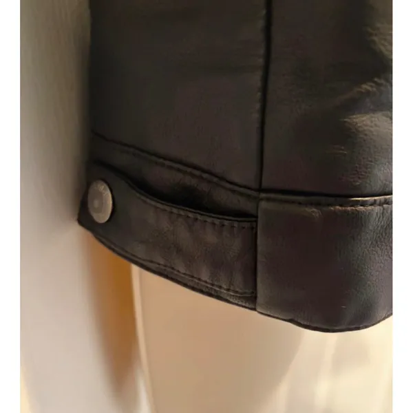 Levis Womens Sherpa Lined Faux Leather Trucker Jacket Black S Removable Collar - Image 12