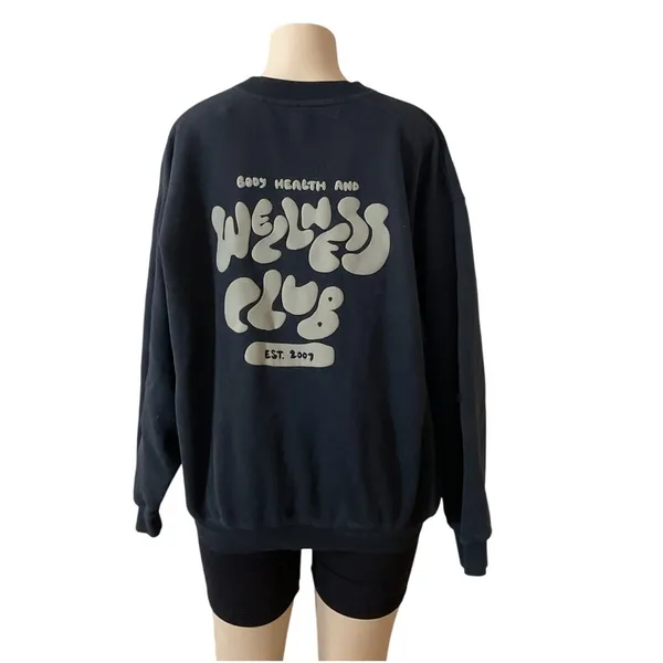 Cotton On Body Wellness Club Oversized Sweatshirt Women’s S/P Black Graphic - Image 2