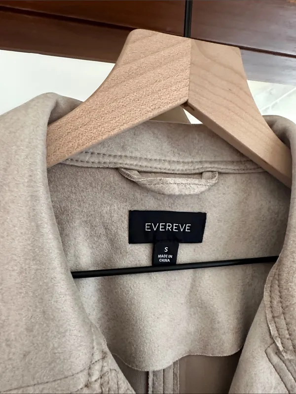 EVEREVE Marren Moto Jacket Faux Suede Biker Asymmetrical Zip Taupe Womens S - Image 3