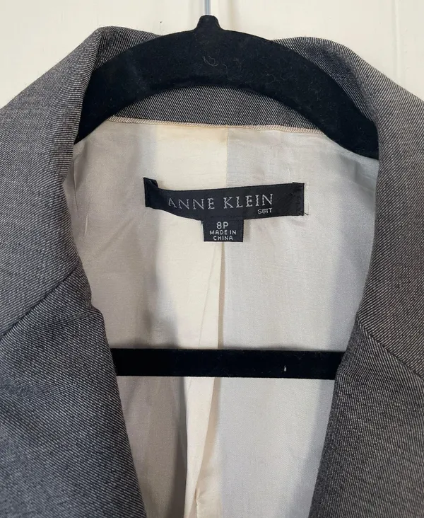 Anne Klein grey wool blend blazer suit jacket stretch lined Women’s size 8P - Image 6