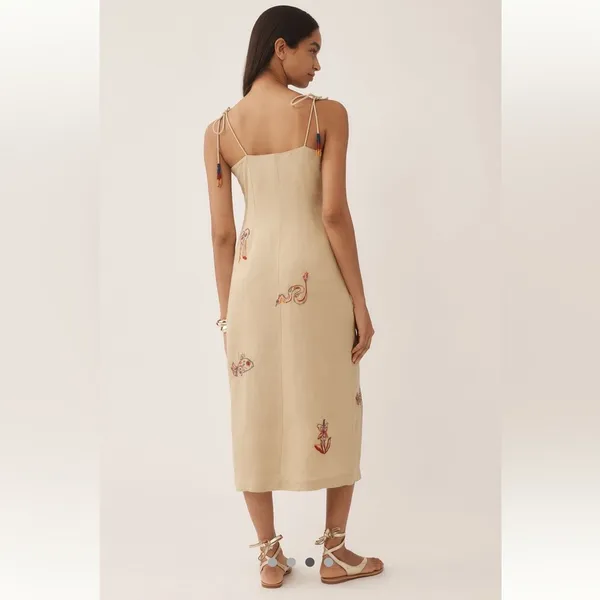 New with tags Farm Rio x Anthropologie embroidered linen dress XS - Image 3
