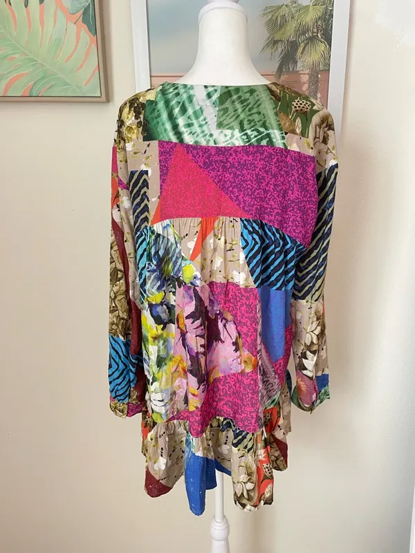 Anthropologie Conditions Apply Risa Patchwork Tunic Top Size Medium - Image 7