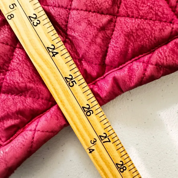 KC Collections Quilted‎ Pink Fleece Lined Jacket Women's M Full Zip Argyle flaw - Image 4