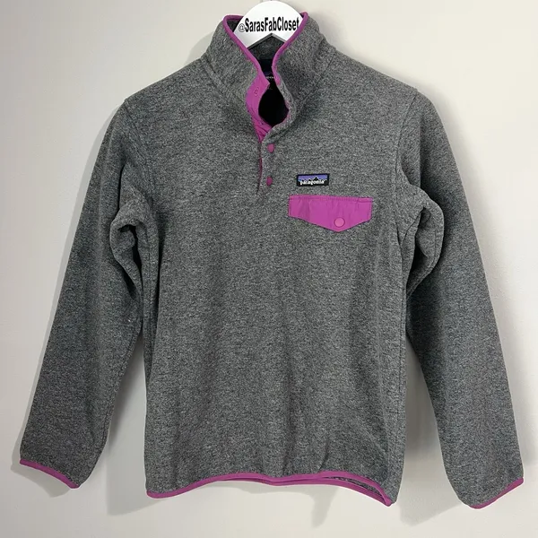 Patagonia Women's XXS Synchilla Lightweight‎ Snap-T Fleece Pullover Gray Cozy - Image 2